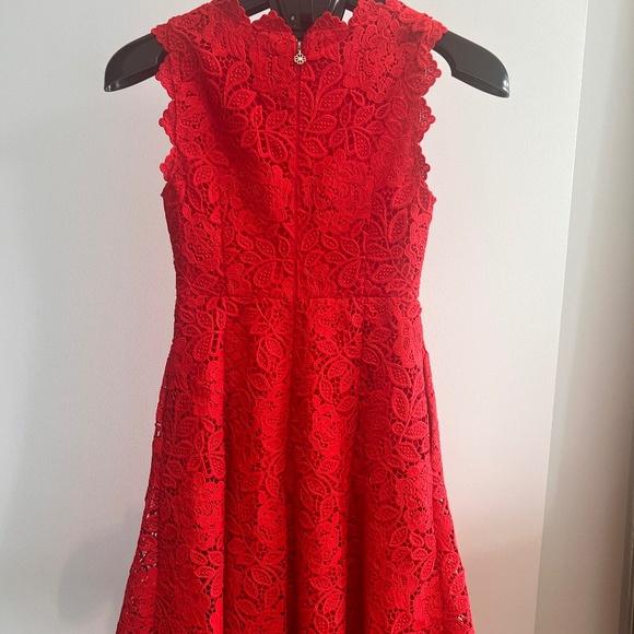 Kate Spade Red Floral Lace Cocktail Dress Size 0 - Picture 2 of 10